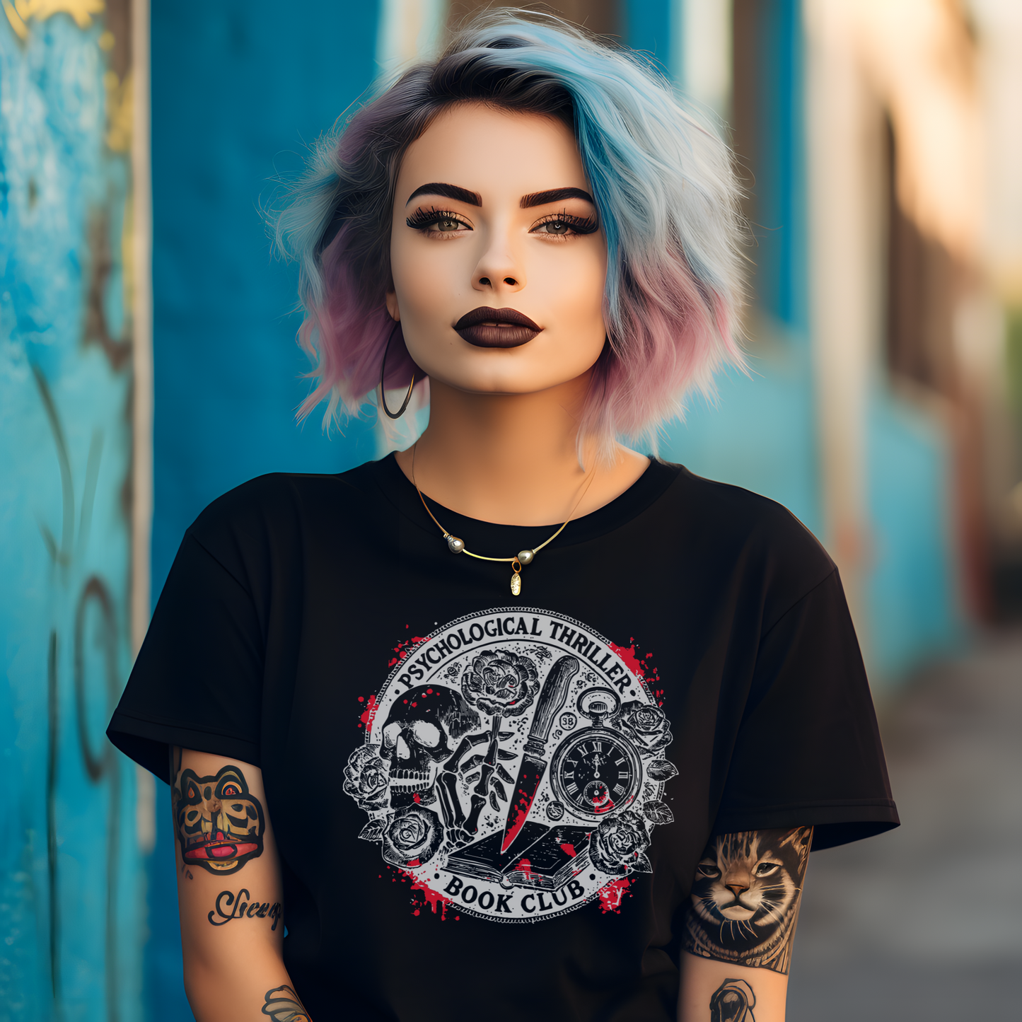 Camiseta “Psychological Thriller Book Club” – Oscura, literaria, adictiva.