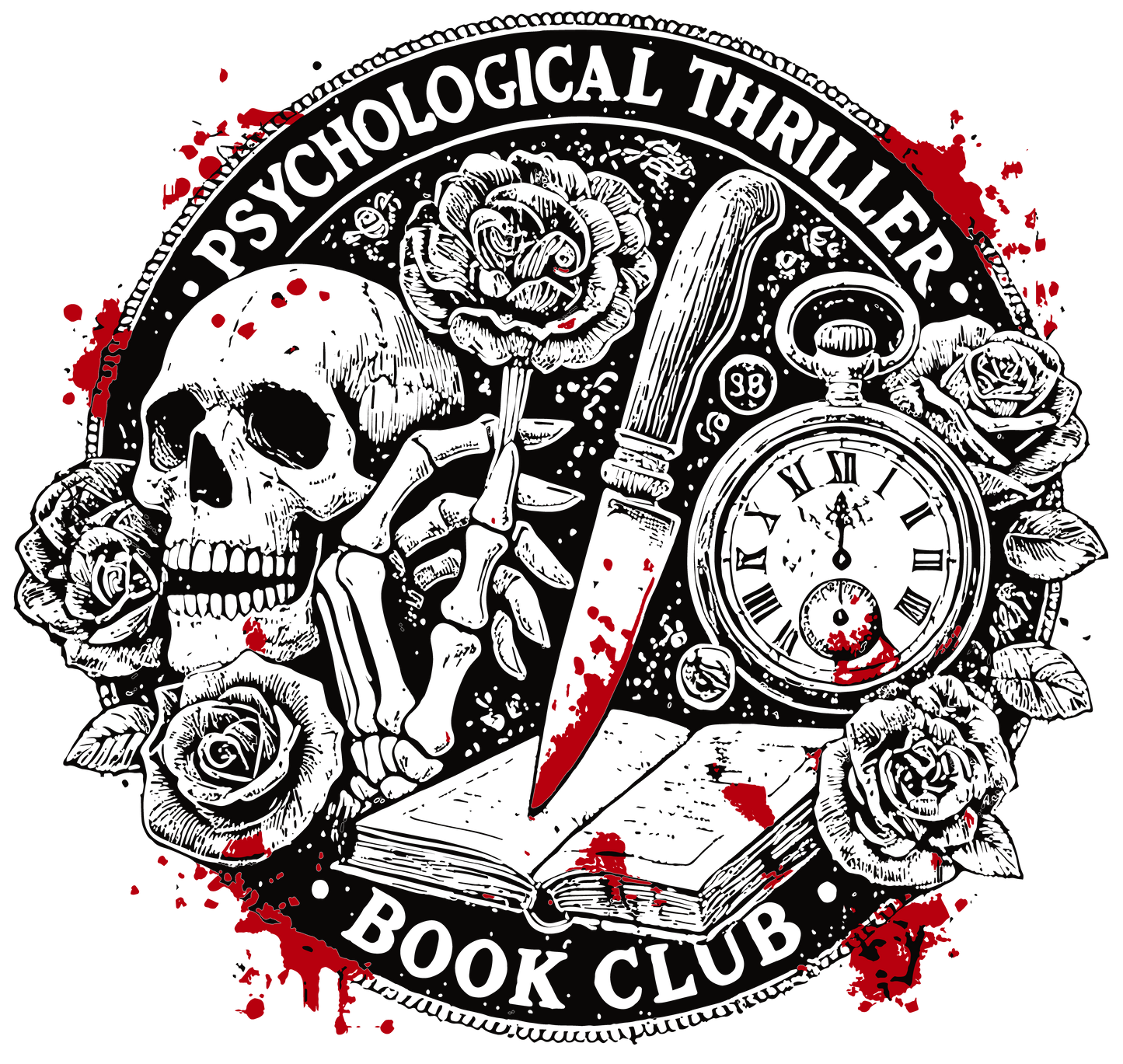Camiseta “Psychological Thriller Book Club” – Oscura, literaria, adictiva.